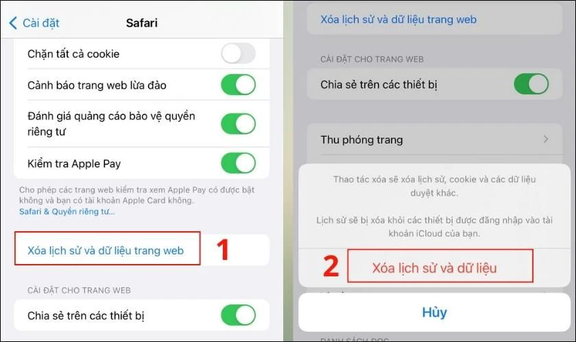 Cách nâng dung lượng iPhone Miễn Phí 5 Lịch sử trình duyệt