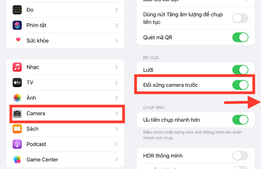 Cài đặt Camera để không bị lật ảnh khi chụp