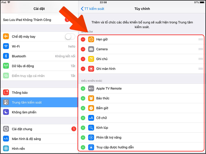 sắp xếp, thêm bớt các chức năng